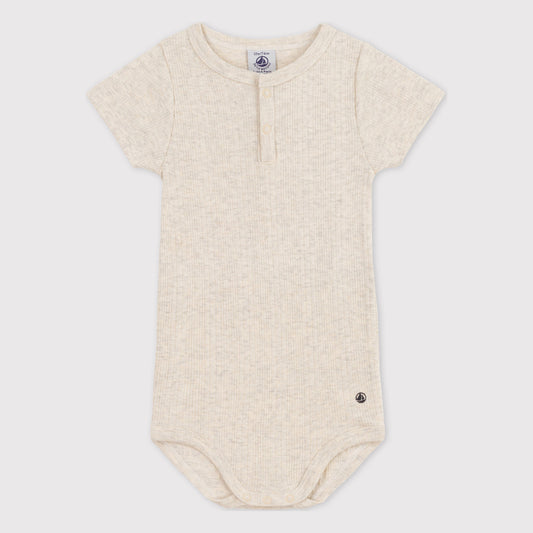 Baby Cotton Bodysuit With Henley Neck