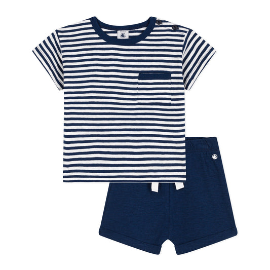 Baby Slub Jersey And Cotton Outfit Set