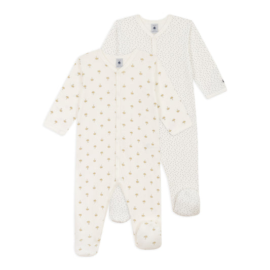 Baby Palms And Stars Cotton Sleepsuits 2 Pack