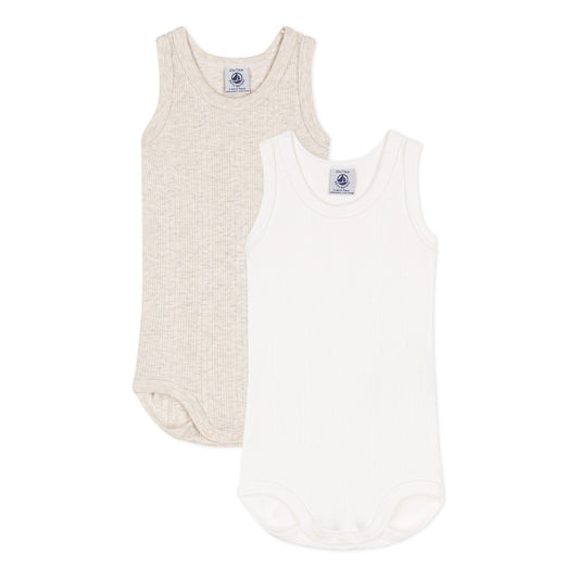 Baby Drop Needle Rib Cotton Vest Bodysuits 2 Pack
