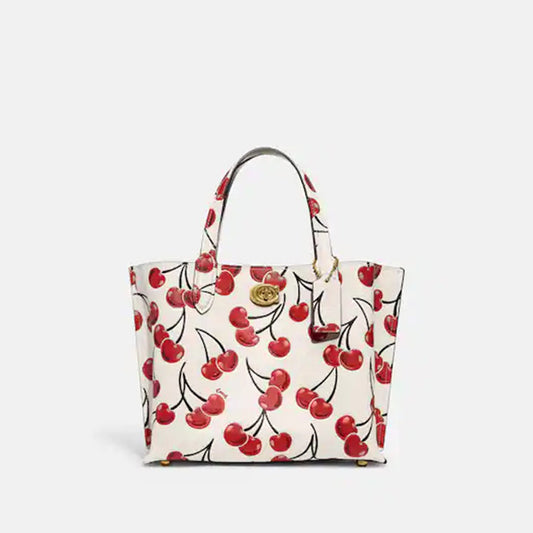 Willow Cherry Print Tote Bag