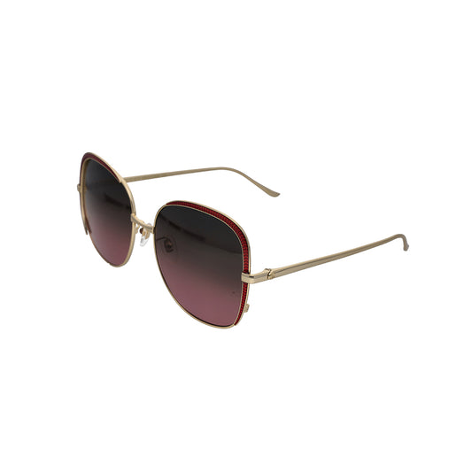 Red Gradient Oversized Butterfly Metal Sunglasses