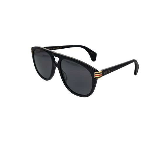 Black Grey Aviator Acetate Sunglasses