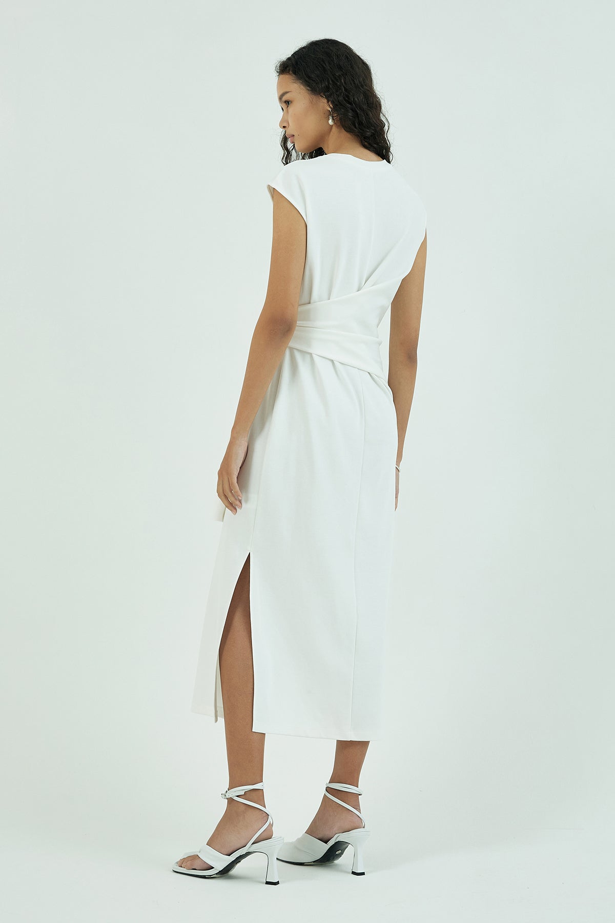 Cotton Midi Dress With Knotted Details