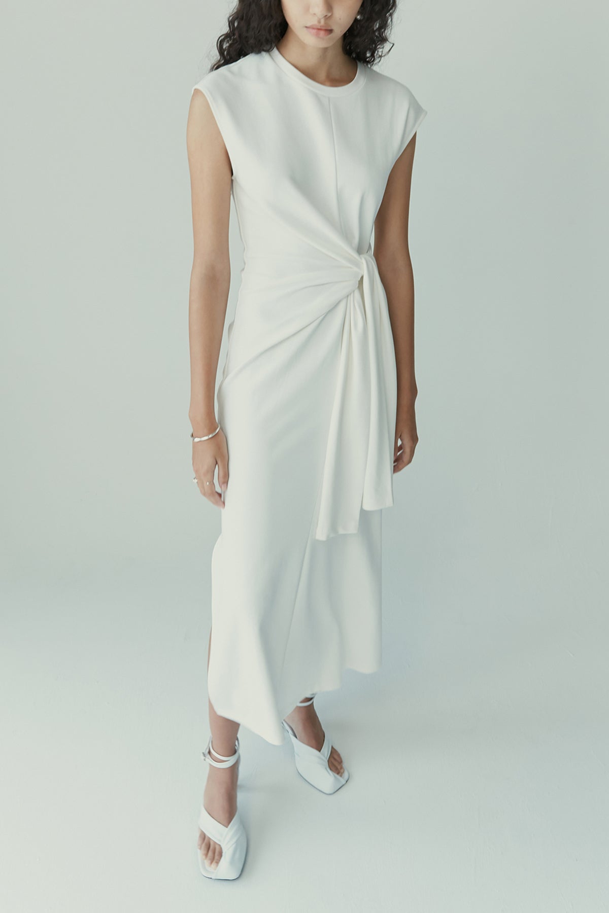 Cotton Midi Dress With Knotted Details