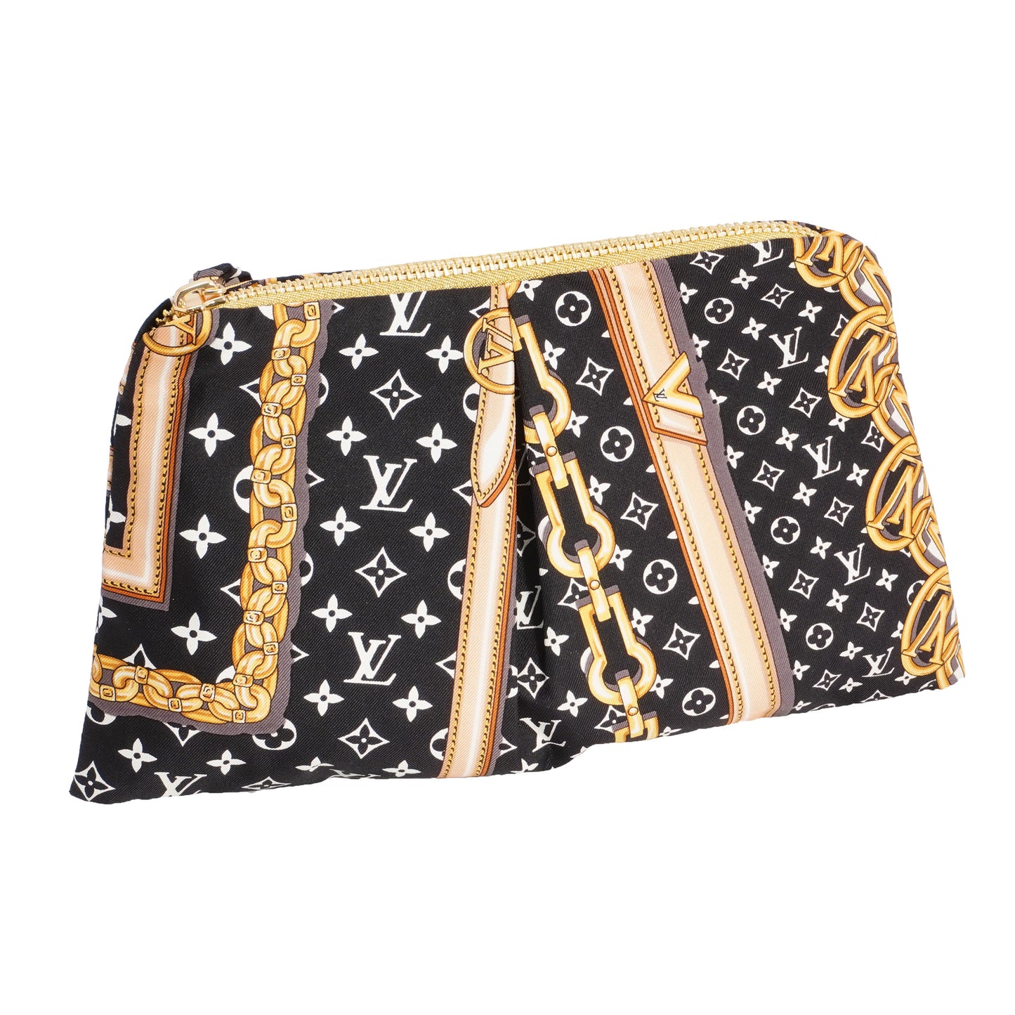 Clutch From Louis Vuitton Black & Gold Scarf