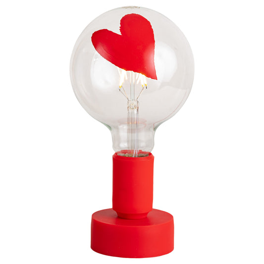 Tavolotto Lamp With Red Heart Tattoo Bulb