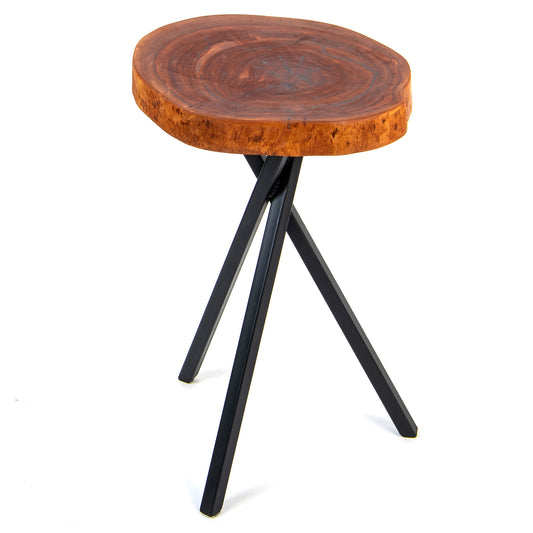 Eucalyptus Wood Side Table With Bronze Resin Insert